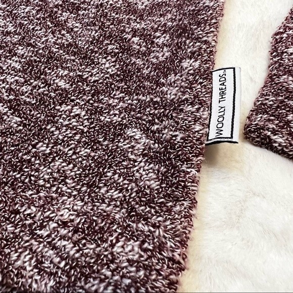 Woolly Threads Sweater Quarter Zip Pullover Maroon Cream Textured Women's Sz S - Picture 3 of 8